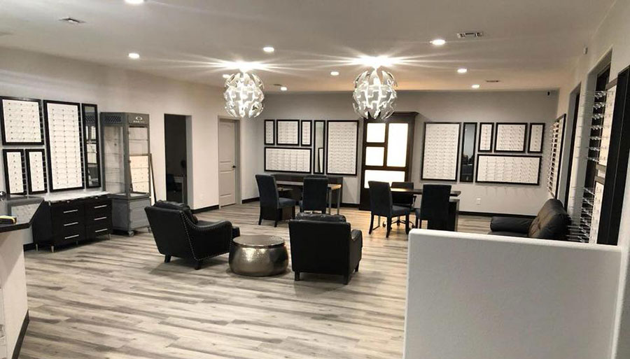 Interior elite Eyecare center frames and waiting area